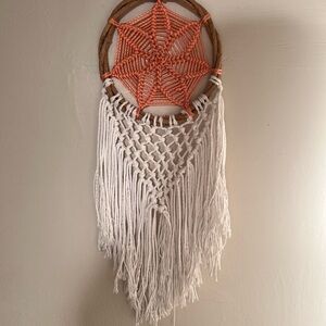 Handcrafted Dreamcatcher with Coral and White Accents